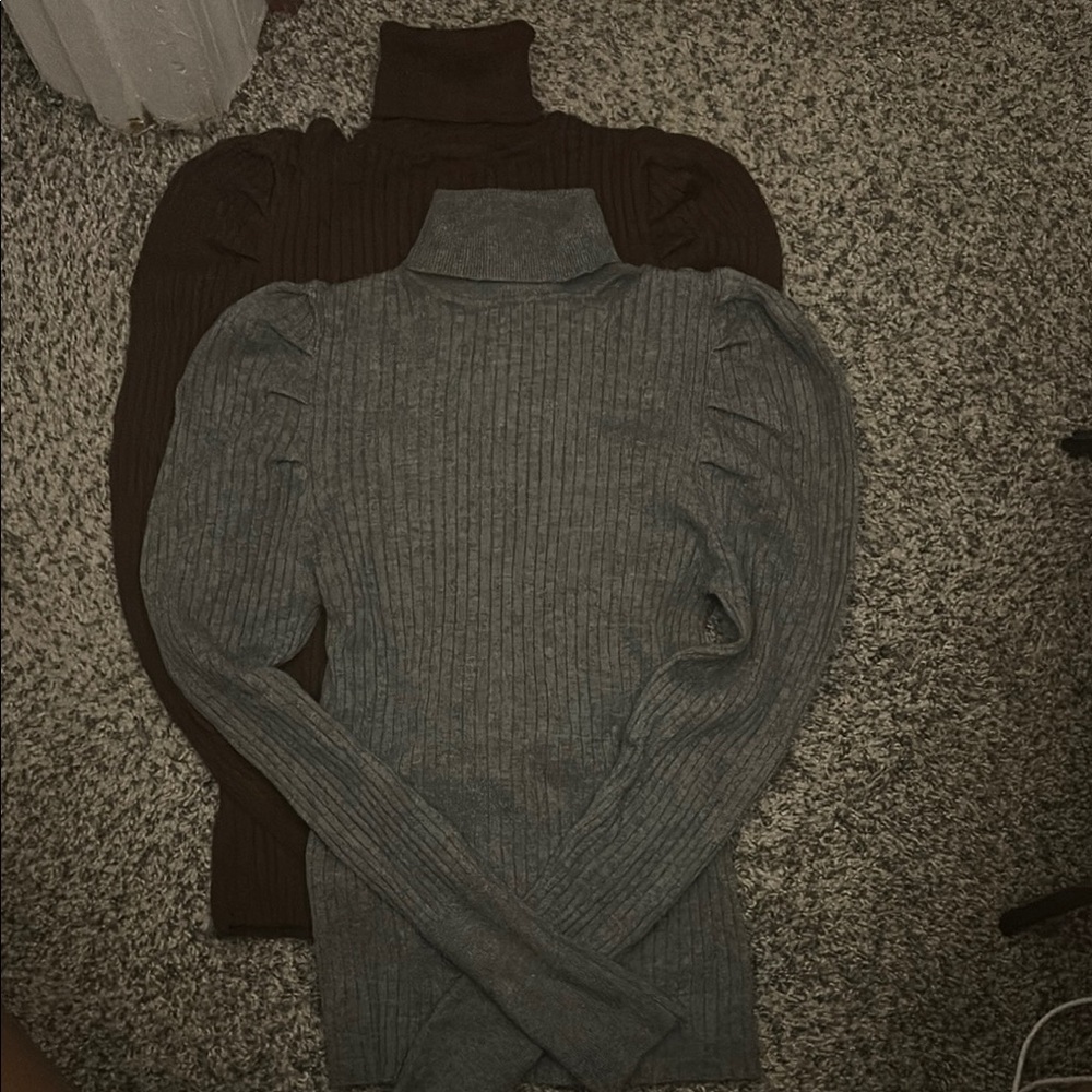 Ambiance Brown and Gray Turtleneck Sweaters